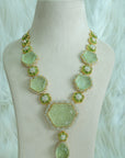 3-in-1 Diamond Necklace, Vaddanam and Pendant with Natural Greenish Blue Aquamarines  Peridots