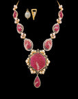 2-in-1 Tourmaline and Diamond Necklace and Pendant with Changeable Drops