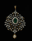 3-in-1 Diamond Necklace and Pendant with changeable Natural Emeralds/Rubies