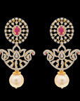 7-in-1 Gold and Diamond Detachable Earrings with Interchangeable Emeralds  Rubies (Can be worn as Buttalu, Butta, Jhumki, Chandbali)