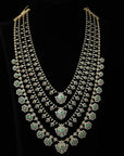 4-in-1 Bridal Layered Diamond Haaram Necklace with changeble Natural Emeralds/Rubies