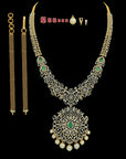 5-in-1 Natural Emerald/Ruby and Diamond Necklace and changeable Pendants