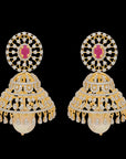 7-in-1 Gold and Diamond Detachable Earrings with Interchangeable Emeralds  Rubies (Can be worn as Buttalu, Butta, Jhumki, Chandbali)