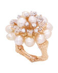 Scalloped Keshi Pearl and Diamond Ring