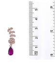 Ruby Diamond Floral Leaf Pendant Earrings Set