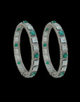 Natural Emerald, Aquamarine and Diamond Bangles