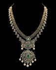 Emerald Long Haaram Diamond Necklace Set