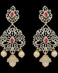 Changeable Ruby/Emerald Diamond Chandelier Earrings