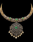 6-in-1 Natural Emerald/Ruby and Diamond Choker, Necklace and Pendant with Pearl Drops