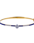 Navy Blue Enamel Diamond Round Bangle Bracelet