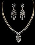 18K Gold and EVVS Diamond Necklace and Earrings Set