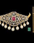 Gold  Diamond Cokar (Choker) Necklace with Pearl Drops