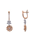 Two-Tone Diamond Floral Pendant Earring Set