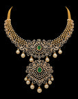 Traditional Design Emerald/Ruby And Diamond Convertable Necklace Set