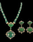 Emerald Diamond Necklace Earrings Set