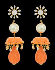 Coral And Diamond Necklace And Earrings Set