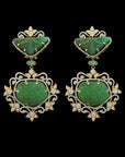 Emerald Diamond Necklace Earrings Set