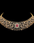 Detachable Gold  Diamond Bridal Necklace with Interchangeable Emeralds  Rubies