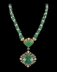 Emerald Diamond Necklace Earrings Set