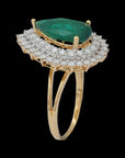 Elegant Emerald, EVVS Diamonds and 18K Gold Ring