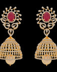 4-in-1 Earrings made of Diamonds, Emeralds, Rubies, Pearls and Gold