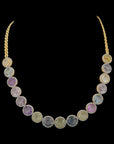 Diamond Necklace with Multi-colored Natural Sapphires With Earring Set