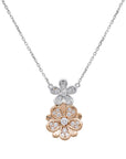 Two-Tone Diamond Floral Pendant Earring Set