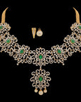 Emerald And Diamond Convertible Set Necklace and Earrings