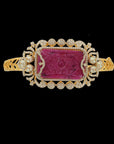 Natural Carved Ruby and Diamond Bracelet with Pearls