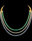 2-in-1 Natural Emerald, Blue Sapphire and Diamond Necklace