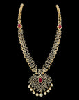 Necklace with Hanging Pearls and Encrusted Diamonds