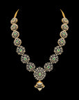 3-in-1 Natural Emerald/Ruby and Diamond Necklace with Pearl Drops