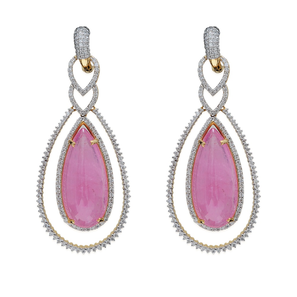 Pink Tourmaline Diamond Earrings