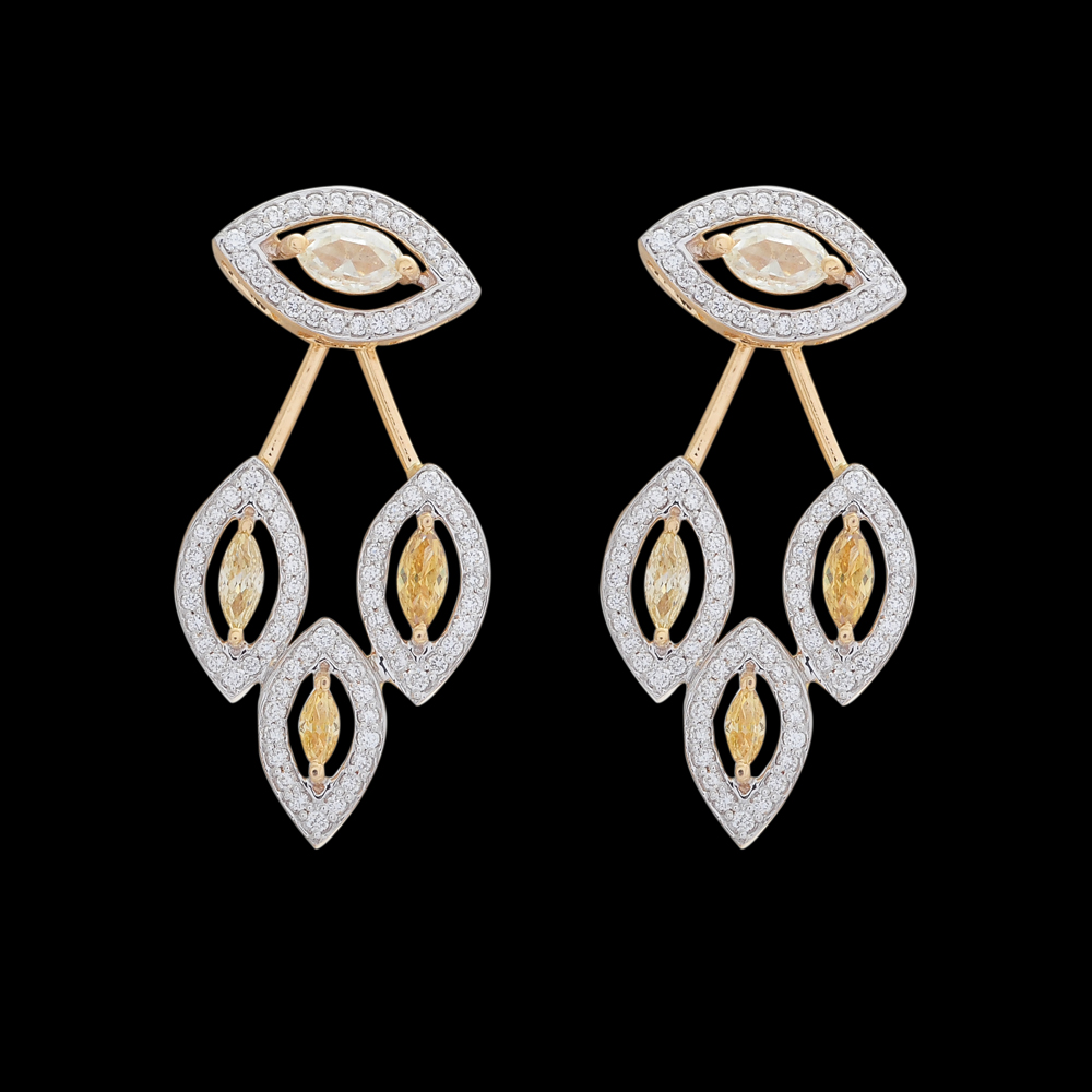 Fancy Yellow White Diamond Earrings