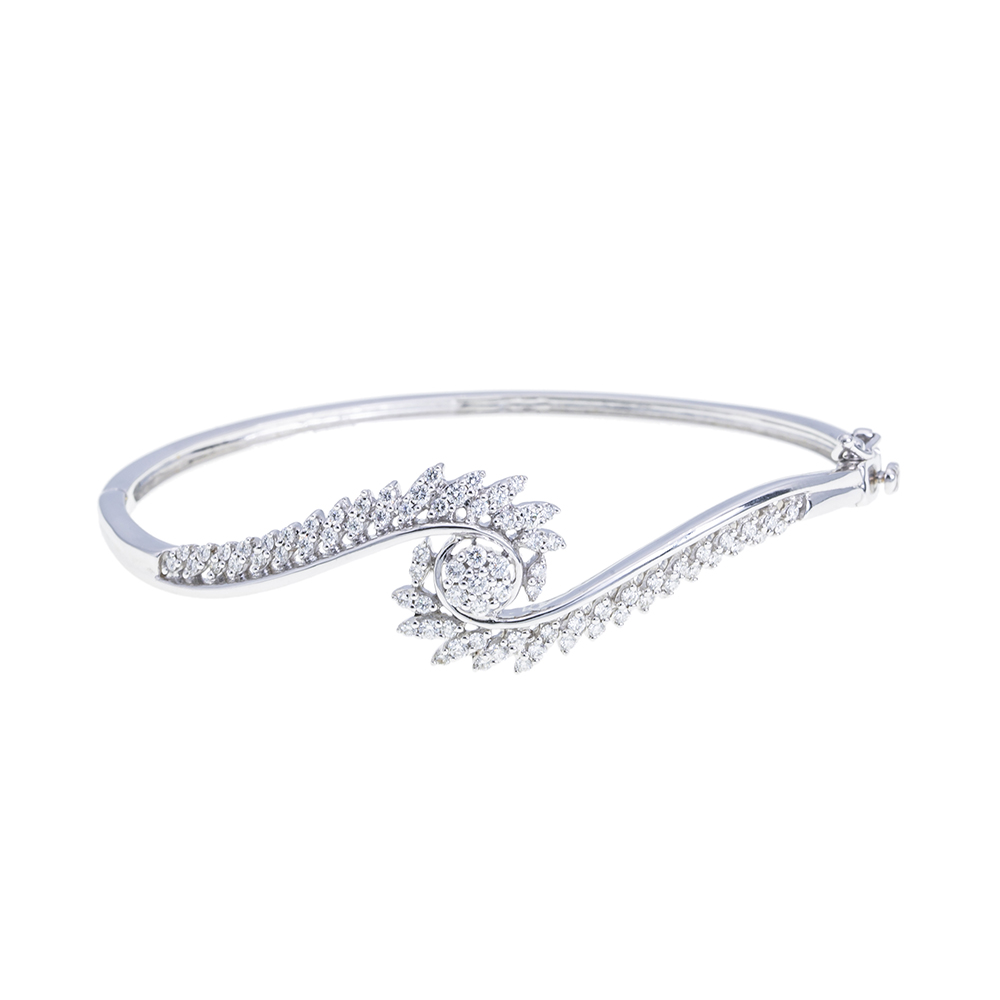 Cross Arch Floral Diamond Bangle Bracelet