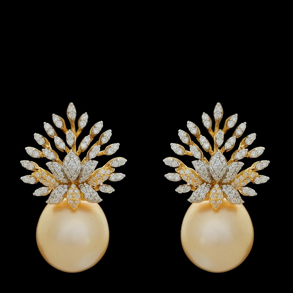 2 in 1 Pearl Diamond Earrings