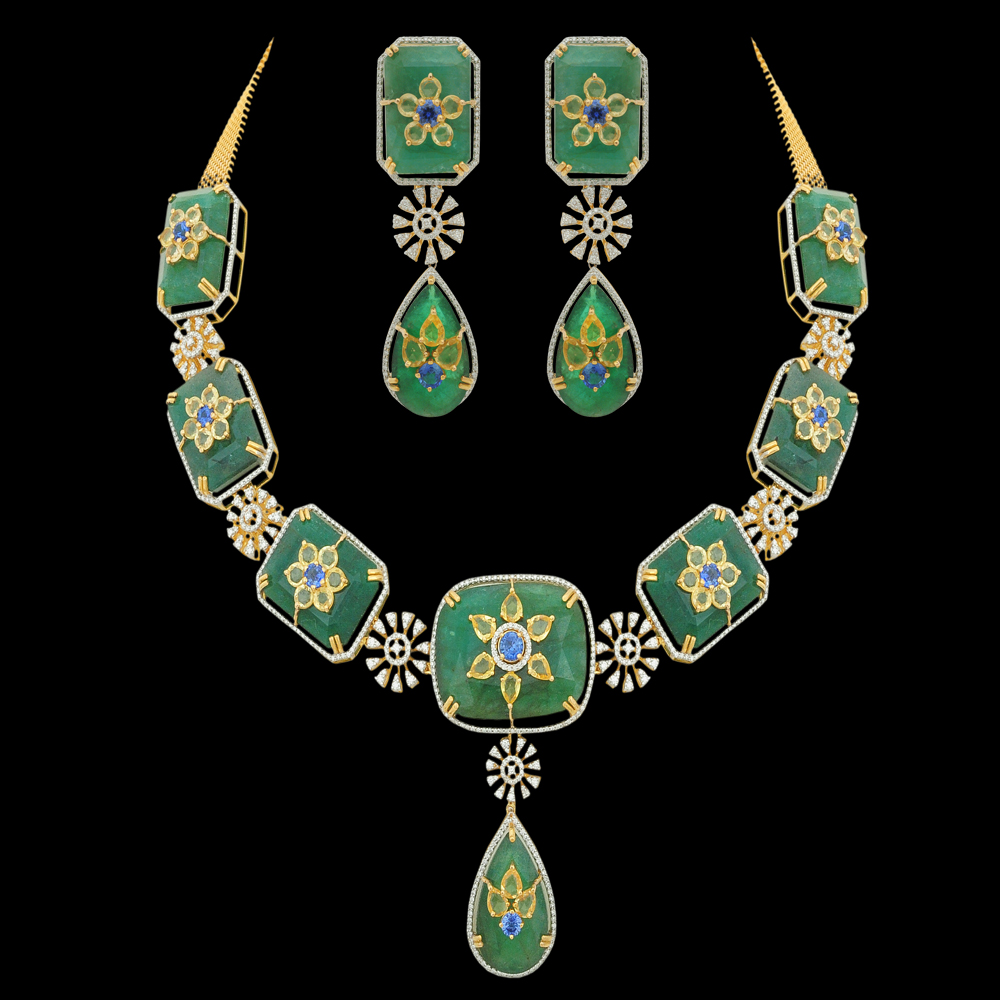 Diamond, Sapphire and Emerald Necklace set