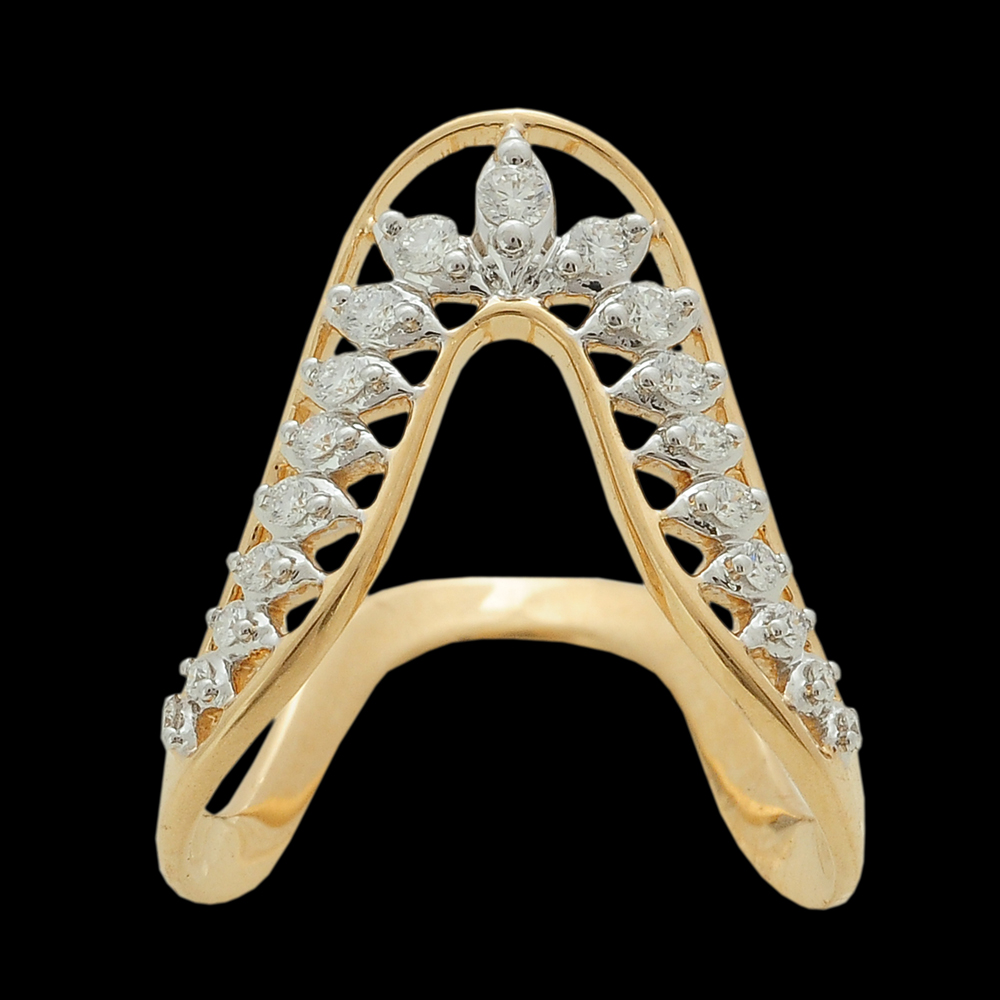 Gold and Diamond Kiritam (Crown) Ring