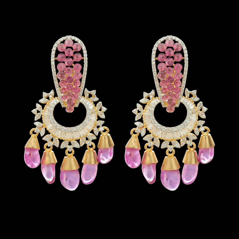 2 in 1 Detachable Ruby Diamond Earrings