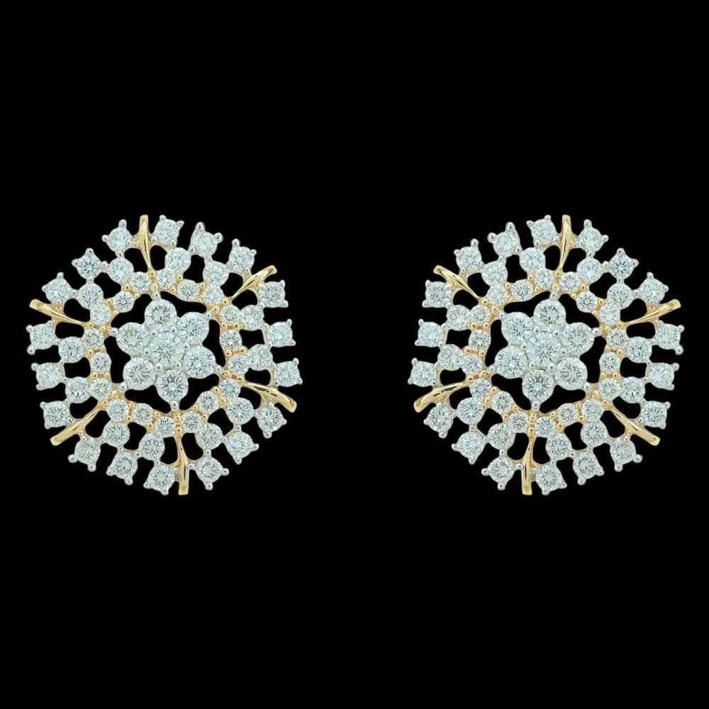 Big Floral Diamond Stud Earrings