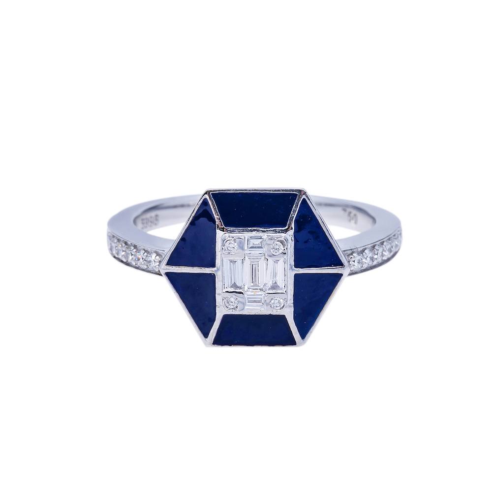  Blue Enamel Diamond Ring