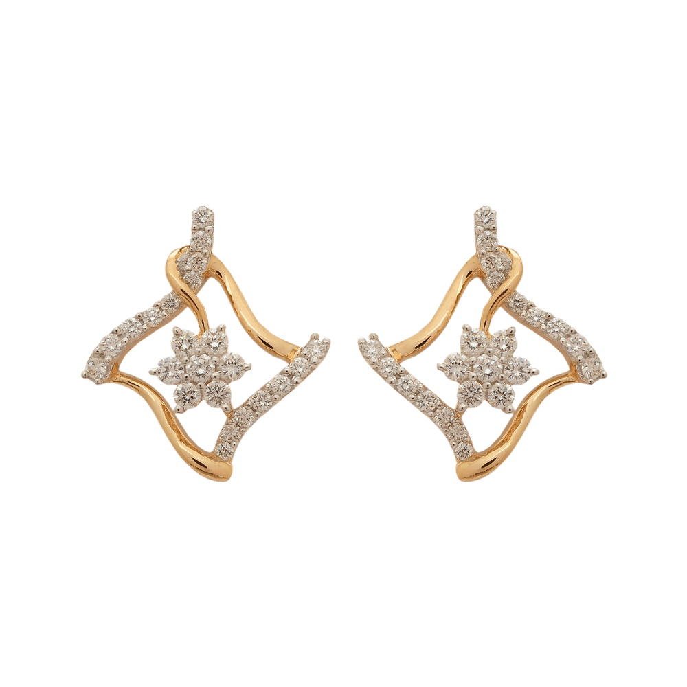 Diamond-shaped Diamond Pendant And Earrings