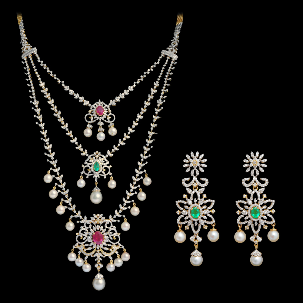 7 in 1 Multipurpose Diamond Necklace Earrings Set