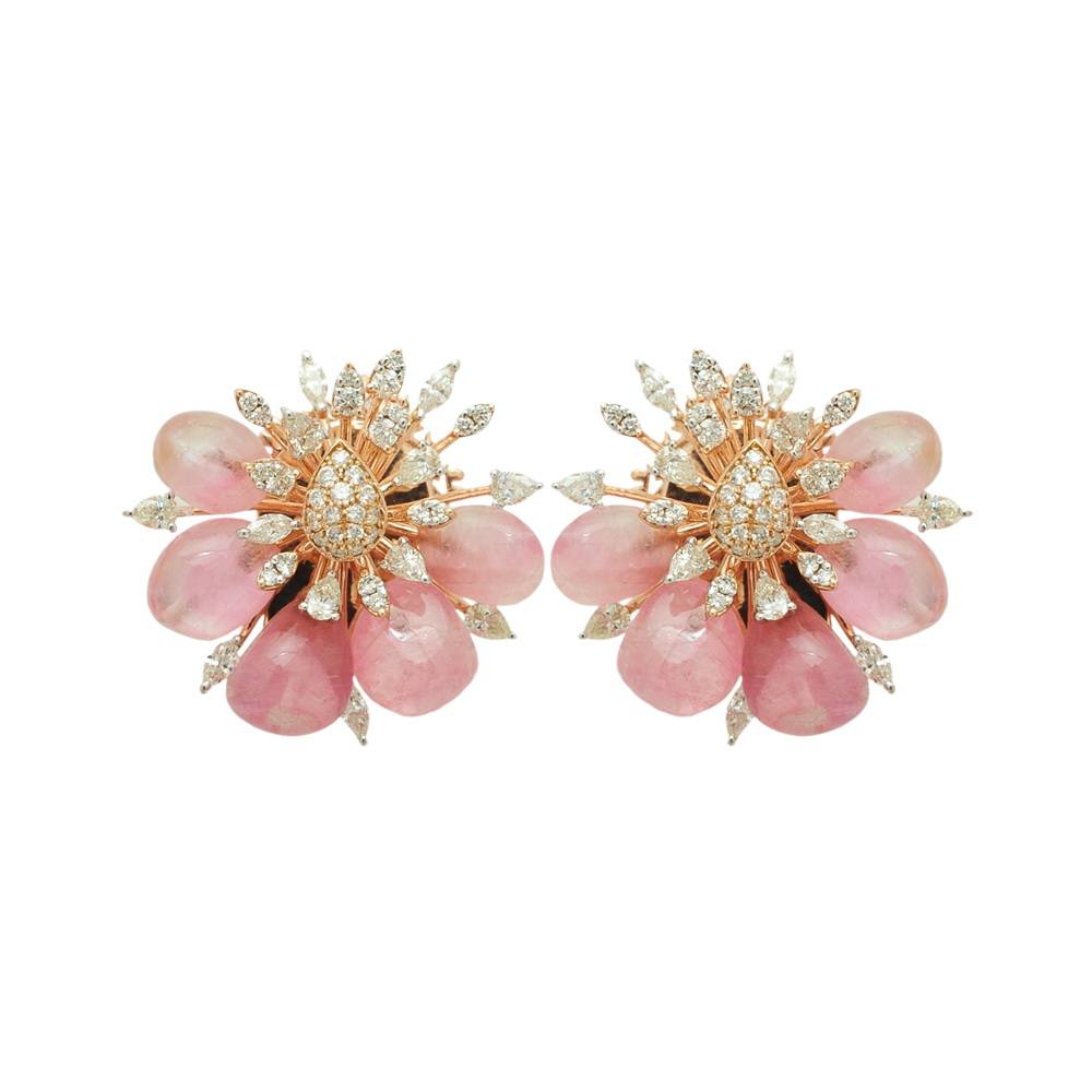 Pink Tourmaline And Diamond Designer Earrings