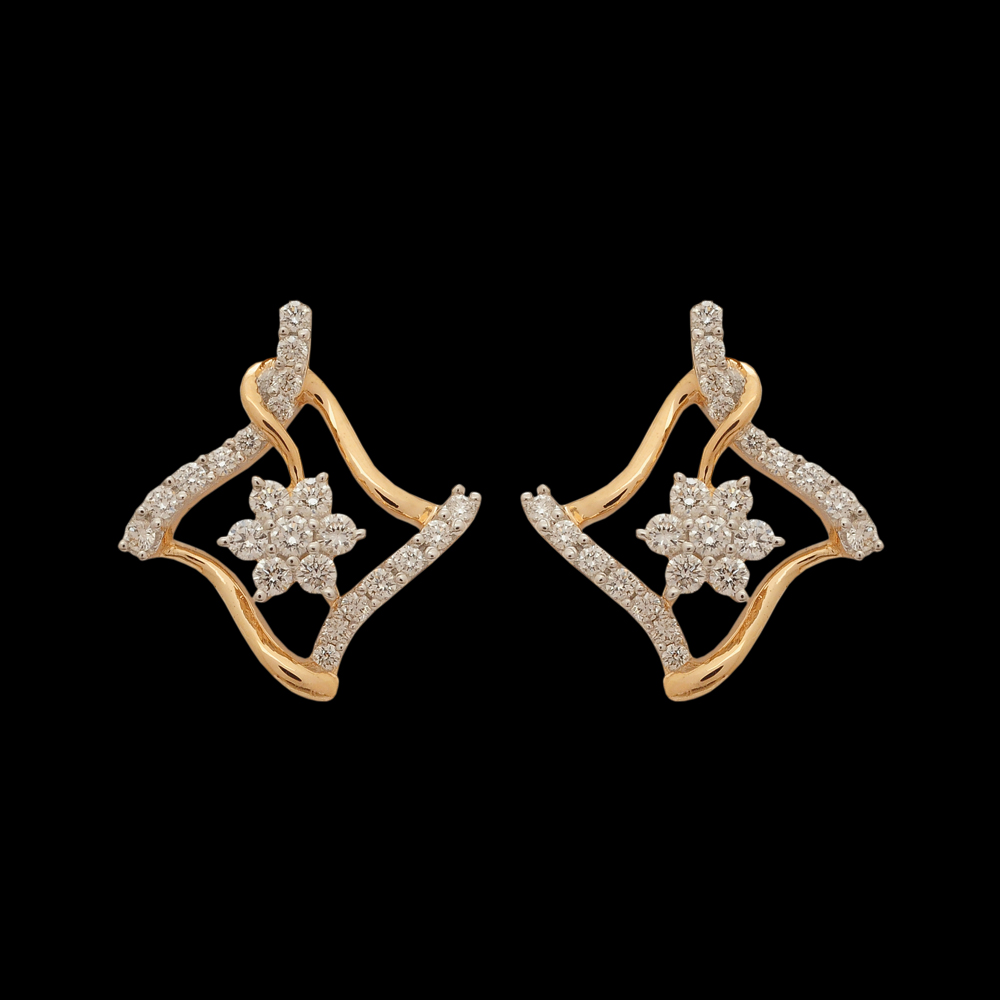 Diamond-shaped Diamond Pendant And Earrings