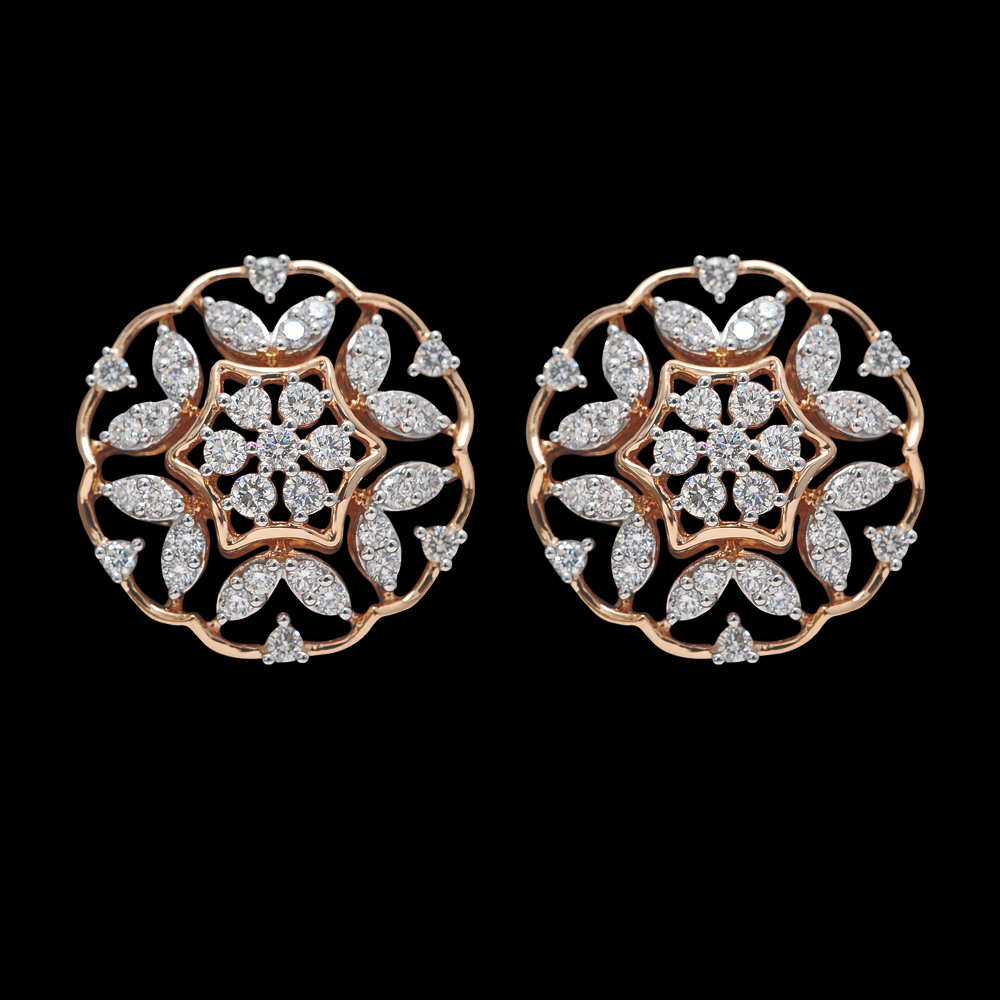Big Floral Diamond Earrings