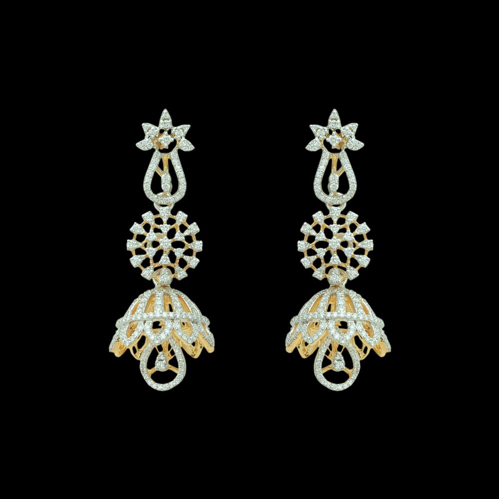 2 in 1 Diamond Jhumka Earrings
