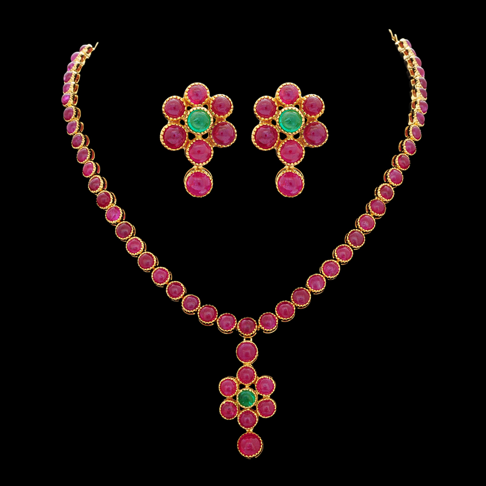 Burma Ruby Necklace Earrings Set