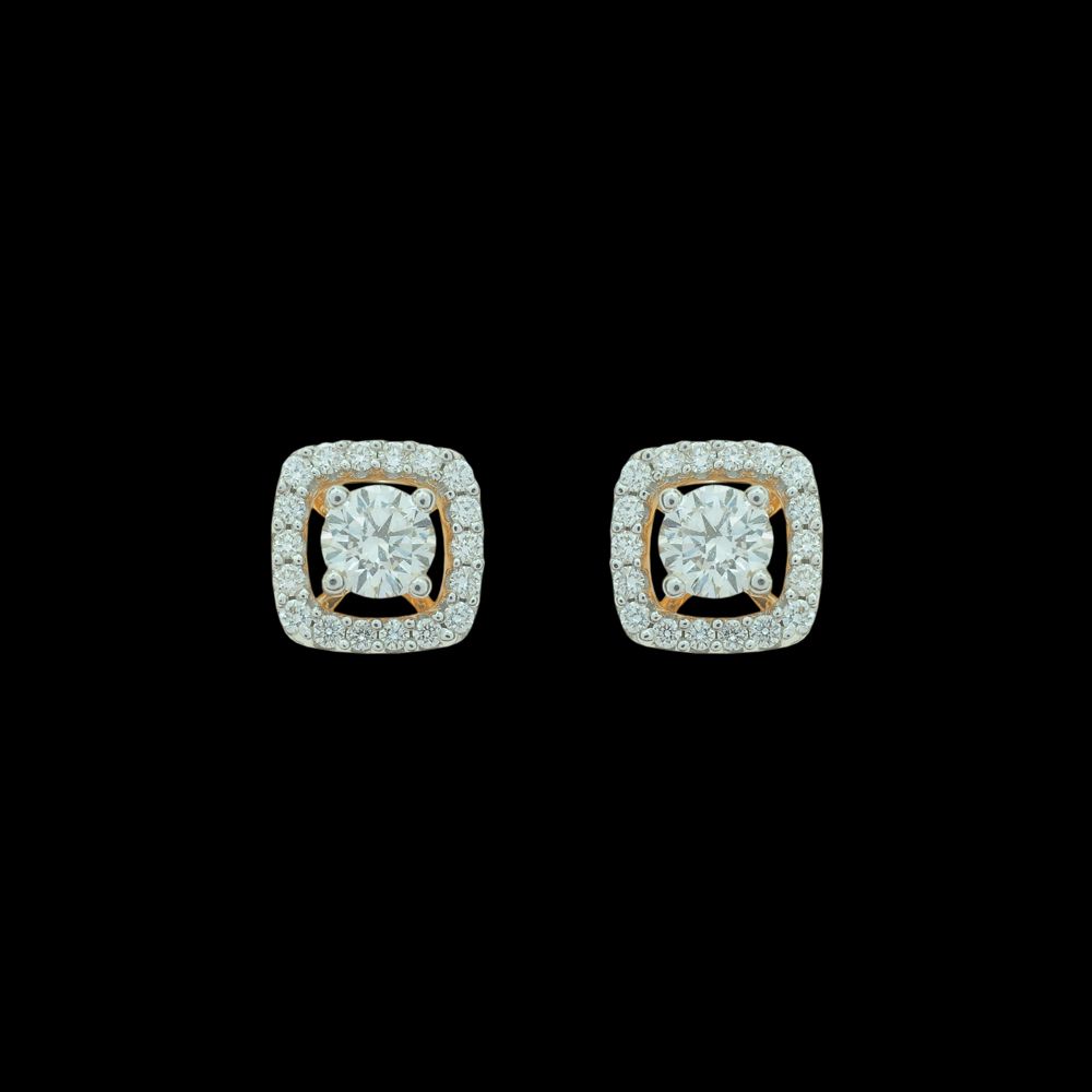 Solitaire Diamond Halo Top Earrings
