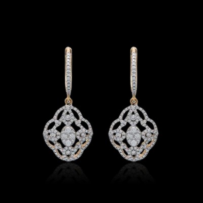 diamond hoop dangle earrings